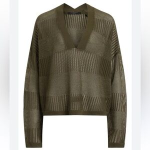 All Saints Khaki V-Neck Women's Sweater